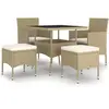 vidaXL Ensemble de salle à manger de jardin 5 pcs Résine tressée Beige