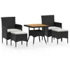 vidaXL Ensemble à dîner de jardin 5 pcs Résine tressée et acacia Noir