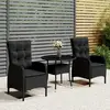 vidaXL Vidaxl Ensemble De Bistro De Jardin 3 Pcs Résine Tressée Noir