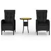 vidaXL Vidaxl Ensemble De Bistro De Jardin 3 Pcs Résine Tressée Noir