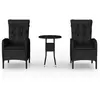 vidaXL Vidaxl Ensemble De Bistro De Jardin 3 Pcs Résine Tressée Noir