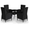 vidaXL Mobilier de bistro de jardin 5 pcs Résine tressée Noir