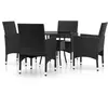 vidaXL Mobilier de salle à manger de jardin 5 pcs Résine tressée Noir