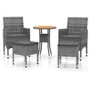 vidaXL Salon de jardin 5 pcs Résine tressée Gris