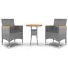 vidaXL Mobilier à dîner de jardin 3 pcs Résine tressée Gris