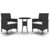 vidaXL Mobilier à dîner de jardin 3 pcs Résine tressée Noir
