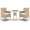 vidaXL Mobilier à dîner de jardin 3 pcs Résine tressée Beige