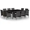 vidaXL Mobilier à dîner de jardin 11 pcs Résine tressée Gris