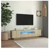 vidaXL Meuble TV avec lumières LED Chêne sonoma 160x35x40 cm