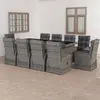 vidaXL Salon de jardin 11 pcs avec coussins Résine tressée Gris