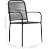 vidaXL Mobilier à dîner d'extérieur 7 pcs Corde en coton et acier Noir