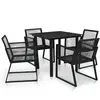 vidaXL Mobilier à dîner d'extérieur 5 pcs Rotin PVC Noir