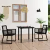 vidaXL Salon de jardin 3 pcs Rotin PVC Noir
