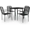 vidaXL Mobilier à dîner d'extérieur 5 pcs Corde en coton et acier Noir