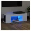 vidaXL Meuble TV avec lumières LED Blanc 90x39x30 cm