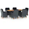 vidaXL Ensemble à manger d'extérieur 7pcs et coussins résine tressée