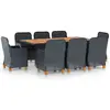 vidaXL Mobilier à dîner 9 pcs avec coussins Résine tressée Gris foncé