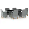 vidaXL Mobilier à dîner 7 pcs avec coussins Résine tressée Gris clair