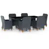 vidaXL Ensemble à manger d'extérieur et coussins 7 pcs résine tressée