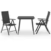 vidaXL Ensemble de salle à manger de jardin 3 pcs Noir