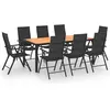vidaXL Ensemble de salle à manger de jardin 9 pcs Noir et marron