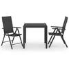 vidaXL Ensemble de salle à manger de jardin 3 pcs Noir