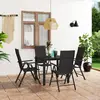 vidaXL Ensemble de salle à manger de jardin 5 pcs Noir