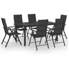 vidaXL Ensemble de salle à manger de jardin 7 pcs Noir