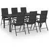 vidaXL Ensemble de salle à manger de jardin 7 pcs Noir