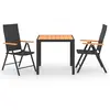 vidaXL Ensemble de salle à manger de jardin 3 pcs Noir et marron