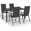vidaXL Ensemble de salle à manger de jardin 5 pcs Noir