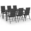 vidaXL Ensemble de salle à manger de jardin 7 pcs Noir