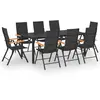 vidaXL Ensemble de salle à manger de jardin 9 pcs Noir et marron