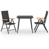 vidaXL Ensemble de salle à manger de jardin 3 pcs Noir et marron