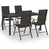 vidaXL Ensemble de salle à manger de jardin 5 pcs Noir et marron