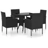 vidaXL Ensemble à dîner de jardin 5 pcs Résine tressée Noir
