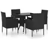 vidaXL Ensemble à dîner de jardin 5 pcs Résine tressée Noir