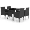vidaXL Ensemble à dîner de jardin 5 pcs Résine tressée Noir