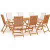 vidaXL Salon de jardin 9 pcs avec coussins Bois de teck massif