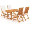 vidaXL Salon de jardin 5 pcs avec coussins Bois de teck massif