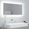 vidaXL Miroir à LED de salle de bain Gris béton 90x8,5x37 cm Acrylique