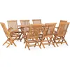 vidaXL Mobilier à dîner d'extérieur pliable 9 pcs Bois solide de teck