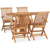 vidaXL Mobilier à dîner d'extérieur pliable 5 pcs Bois solide de teck