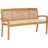 vidaXL Banc de jardin empilable et coussin 159 cm Bois de teck massif