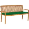 vidaXL Banc de jardin empilable et coussin 159 cm Bois de teck massif