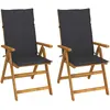 vidaXL Chaises inclinables de jardin 2 pcs avec coussins Bois d'acacia