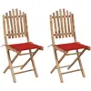 vidaXL Chaises pliables de jardin 2 pcs avec coussins Bambou