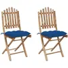 vidaXL Chaises pliables de jardin 2 pcs avec coussins Bambou