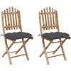 vidaXL Chaises pliables de jardin 2 pcs avec coussins Bambou