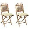 vidaXL Chaises pliables de jardin 2 pcs avec coussins Bambou